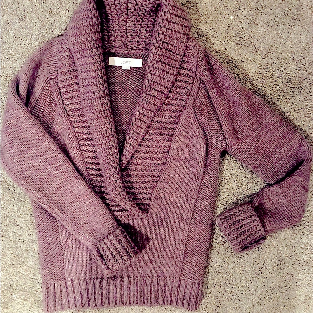LOFT Deep Cowl Neck Lilac Sweater